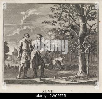 Emblem: flowers, Caspar Luyken, 1695 - 1705 print Two women have a ...