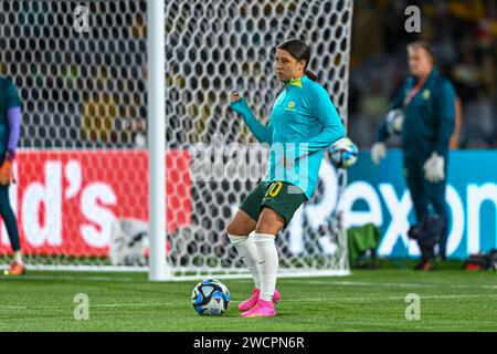 Sam Kerr warming up at the Australia v Denmark round of 16 of the 2023 FIFA Women’s World Cup Australia and New Zealand, Sydney, Australia, 7th August Stock Photo