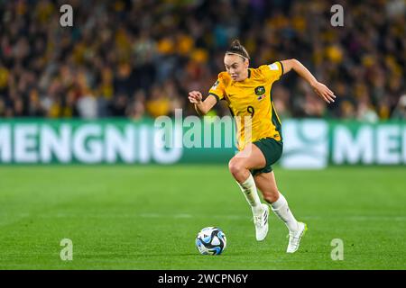 Caitlyn Foord at the Australia v Denmark round of 16 of the 2023 FIFA Women’s World Cup Australia and New Zealand, Sydney, Australia, 7th August 2023 Stock Photo
