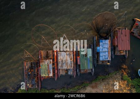 Kapenta fishing boats can be seen moored on Lake Kariba, Zimbabwe Stock ...