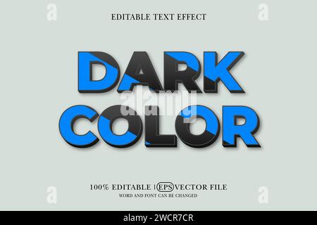 Dark color 3d style text effect, 3d text mockup, Stock Vector