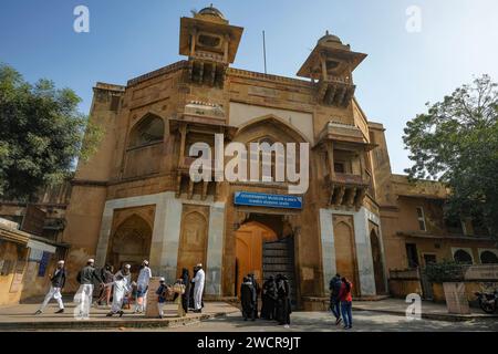 Ajmer, India - January 3, 2024: Facade of the Ajmer Fort Government Museum in Ajmer, India. Stock Photo