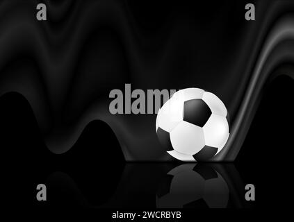 Wavy sport background with grey wave and soccer ball. Vector design Stock Vector