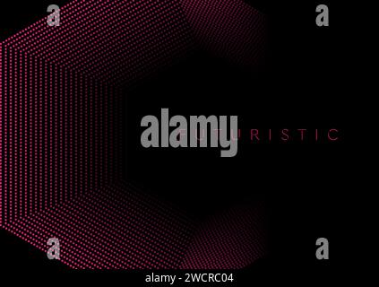 Hi-tech dark purple abstract background with hexagonal dotted lines. Vector futuristic digital art design Stock Vector
