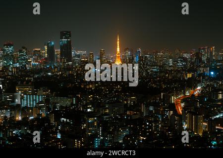 Tokyo tower and night city view in Tokyo, Japan Stock Photo