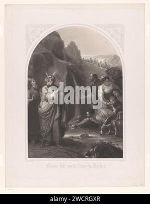 Moses hits water from the rock, Alexis François Girard, after Bartolomé Esteban Murillo, 1797 - 1870 print   paper etching Moses striking water from the rock (Exodus 17:1-7; Numbers 20:2-13) Stock Photo