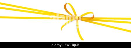 EPS 10 vector illustration of yellow colored ribbon bow and gift band isolated on white background Stock Vector