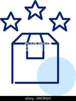 Delivery parcel with stars. Good ratings. Pixel perfect, editable stroke Stock Vector