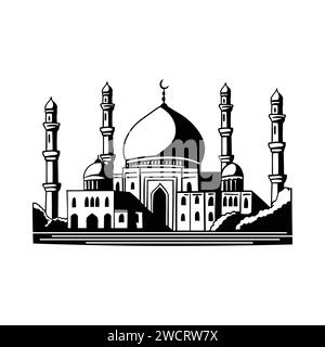 mosque silhouette set vector, design for Ramadhan kareem concept, isolated on white background Stock Vector