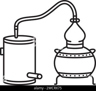 Alembic still vector line icon for Whiskey Day on March 26 Stock Vector