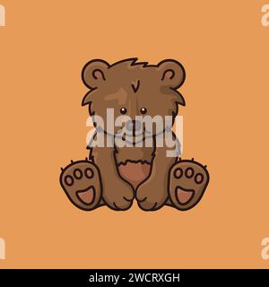 Baby bear cartoon character vector illustration for World Bear Day on March 23 Stock Vector
