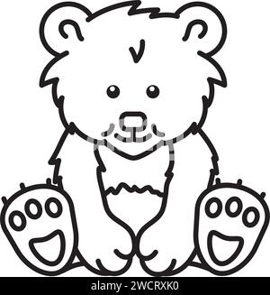 Cute baby bear cartoon character vector line icon for World Bear Day on March 23 Stock Vector