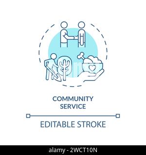 Thin line simple blue community service icon concept Stock Vector