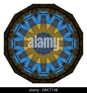 Kaleidoscop - abstract image created by multiple mirroring og the old machine Stock Photo