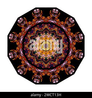 Kaleidoscop - abstract image created by multiple mirroring of the stained window Stock Photo