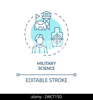 Thin line simple blue military science icon concept Stock Vector