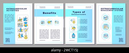 2D brochure with extracurricular activities line icons Stock Vector