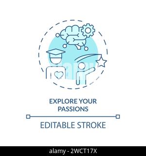 Thin line simple blue explore your passions icon concept Stock Vector