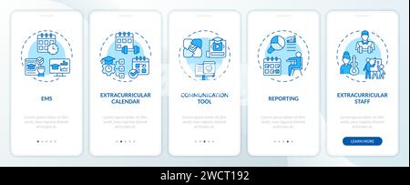 Walkthrough extracurricular management system with icons Stock Vector