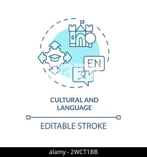 Thin line simple blue cultural and language icon concept Stock Vector