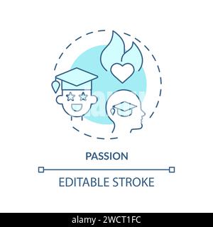 Thin line simple blue passion icon concept Stock Vector