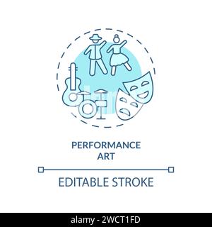 Thin line simple blue performance art icon concept Stock Vector