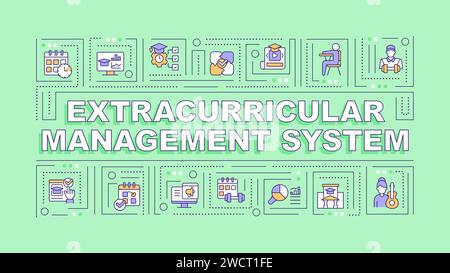 2D extracurricular management system text with line icons Stock Vector