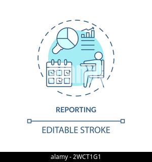 Thin line simple blue reporting icon concept Stock Vector