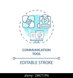 Thin line simple blue communication tool icon concept Stock Vector