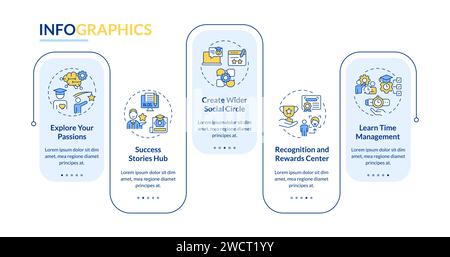 2D extracurricular activities layout with linear icons Stock Vector