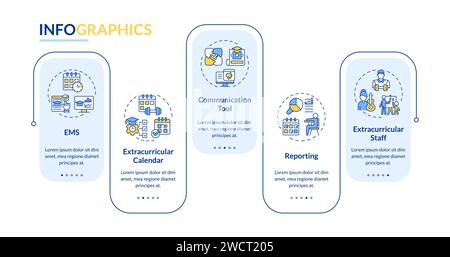 Multicolor extracurricular activities layout with linear icons Stock Vector
