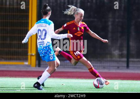 Naples, Italy. 16th Jan, 2024. Naples, Italy, January 16th 2024: Sostevold (22) Roma during the Coppa Italia atch between Napoli and Roma at Stadio Piccolo on January 16, 2024 in Naples, Italy (Foto Mosca/SPP) Credit: SPP Sport Press Photo. /Alamy Live News Stock Photo