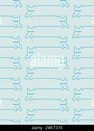 Linear cat pattern seamless. Pet lines background Stock Vector