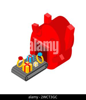Automatic Love production. Production complex of wedding technological equipment Equipment for production of wedding products. Gift and ring Stock Vector