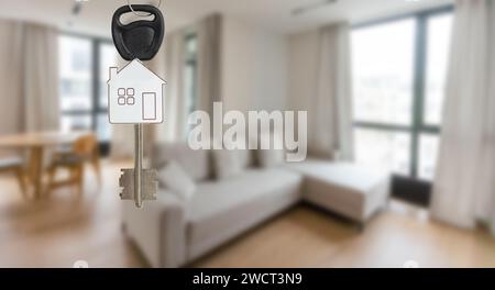 Blurred photo of Key hanging electronic devices are stored. Stock Photo