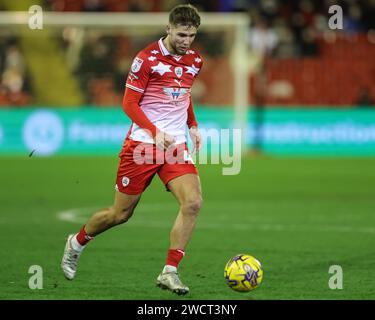 Barnsley, UK. 16th Jan, 2024. John Mcatee of Barnsley with the ball during the Sky Bet League 1 match Barnsley vs Carlisle United at Oakwell, Barnsley, United Kingdom, 16th January 2024 (Photo by Mark Cosgrove/News Images) in Barnsley, United Kingdom on 1/16/2024. (Photo by Mark Cosgrove/News Images/Sipa USA) Credit: Sipa USA/Alamy Live News Stock Photo