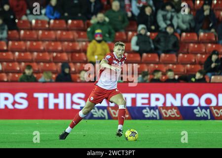 Barnsley, UK. 16th Jan, 2024. Jack Shepherd of Barnsley with the ball during the Sky Bet League 1 match Barnsley vs Carlisle United at Oakwell, Barnsley, United Kingdom, 16th January 2024 (Photo by Mark Cosgrove/News Images) in Barnsley, United Kingdom on 1/16/2024. (Photo by Mark Cosgrove/News Images/Sipa USA) Credit: Sipa USA/Alamy Live News Stock Photo