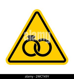 Attention Wedding sign. Caution Two rings Wedding symbol Stock Vector