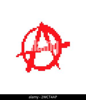 Anarchy sign pixel art. 8 bit lack of organized power symbol pixelated Stock Vector