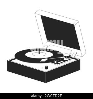 Vinyl player black and white 2D line cartoon object Stock Vector