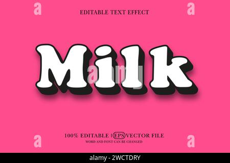 Mockup of a realistic 3D milk style editable text Stock Vector