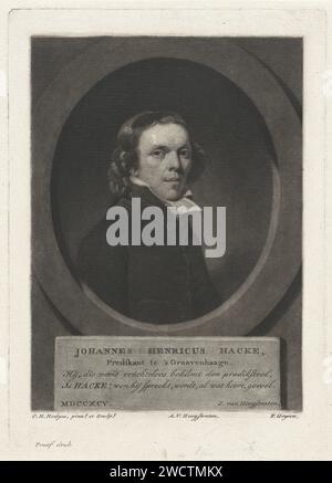 Portrait of the pastor Johannes Henricus Hacke, Charles Howard Hodges, 1795 print  The Hague paper engraving Stock Photo