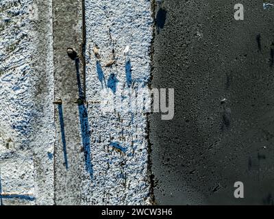 Bolton, England, UK, Wednesday Januarey 17, 2024. Drone images of frozen wintry conditions around Doffcocker Lodges, Bolton. Credit: Paul Heyes/Alamy News Live. Stock Photo