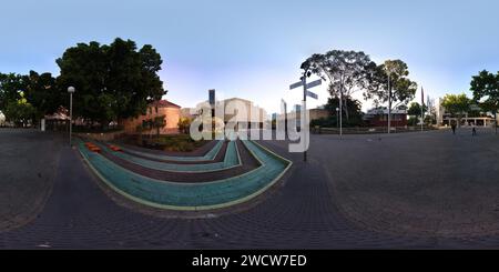 360 degree panoramic view of Perth Cultural Centre, Plaza connecting the State Library with the Gallery of WA, Museum & PICA 360° Panorama