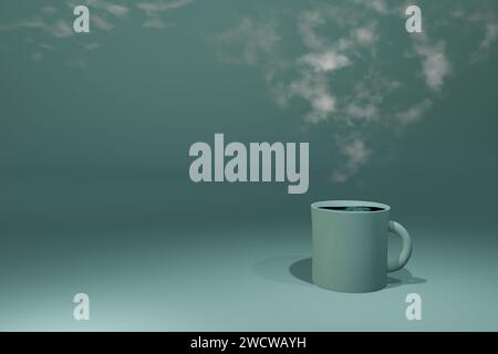 3d render of steaming hot mug of coffee Stock Photo