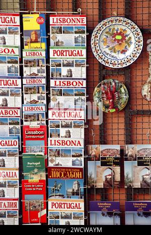 Portugal, Lisbon, , Guidebooks on Display Outside a Shop Stock Photo