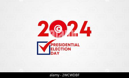 Tunisia presidential election 2024 concept, democracy, flag. Vector icon illustration Stock Vector