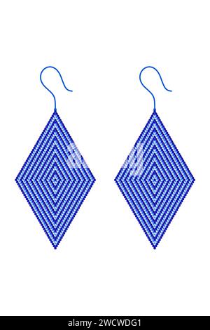 Two rhombus-shaped earrings made of light and dark blue 3D cubes Stock Vector
