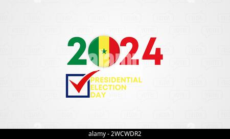 Senegal presidential election 2024 concept, democracy, flag. Vector icon illustration Stock Vector