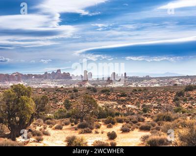 Grand Capitol Reef view of rocks and boulders, Utah USA Stock Photo